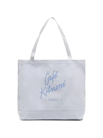 Café Kitsuné Logo-print Tote Bag In Blue