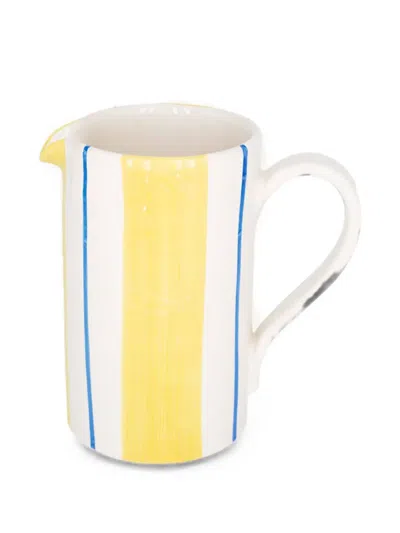 Café Kitsuné X Popolo Striped Ceramic Vase In White
