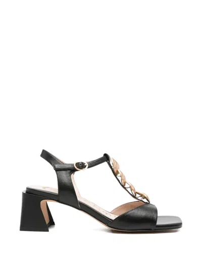 Cafènoir Chain-detail Leather Sandals In Black