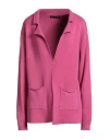 Cafènoir Jeans Woman Cardigan Magenta Size L Viscose, Polyester, Polyamide In Pink