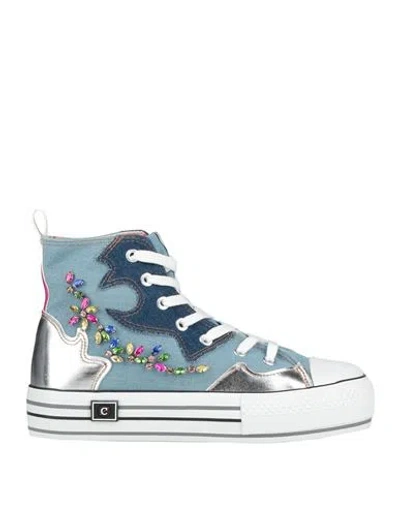 Cafènoir Jeans Woman Sneakers Blue Size 7 Textile Fibers