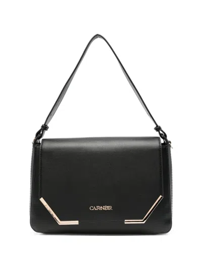 Cafènoir Logo-plaque Foldover Shoulder Bag In Black