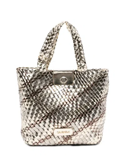 Cafènoir Logo-plaque Tote Bag In Gold