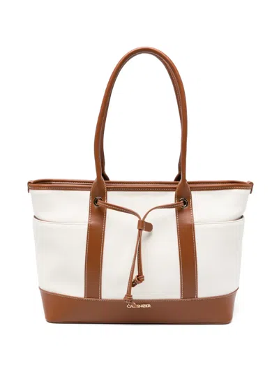 Cafènoir Logo-plaque Tote Bag In White