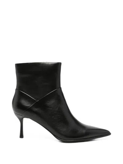 Cafènoir Pointed-toe Leather Ankle Boots In Black