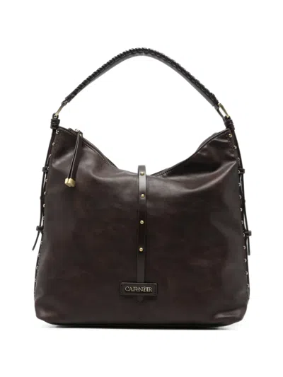 Cafènoir Stud-embellished Braided-handle Tote Bag In Brown