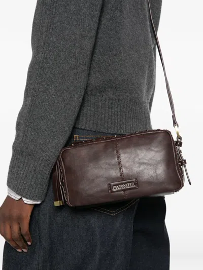 Cafènoir Stud-embellished Logo-plaque Crossbody Bag In Brown