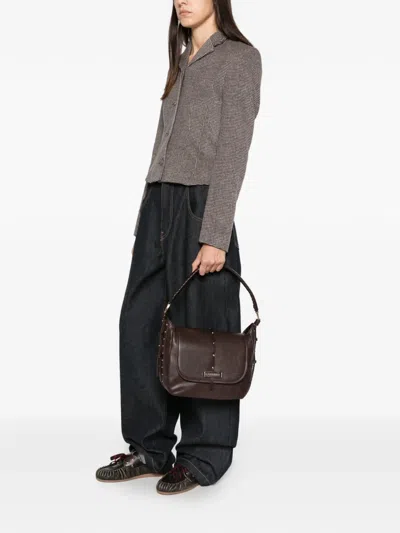 Cafènoir Stud-embellished Shoulder Bag In Brown