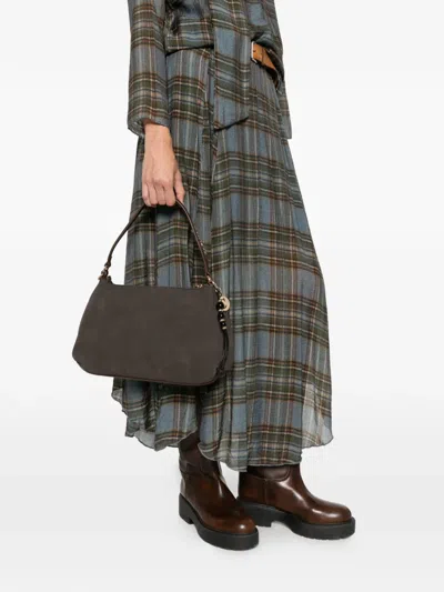 Cafènoir Suede-effect Shoulder Bag In Brown