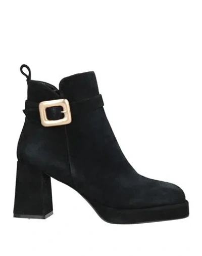 Cafènoir Woman Ankle Boots Black Size 10 Leather