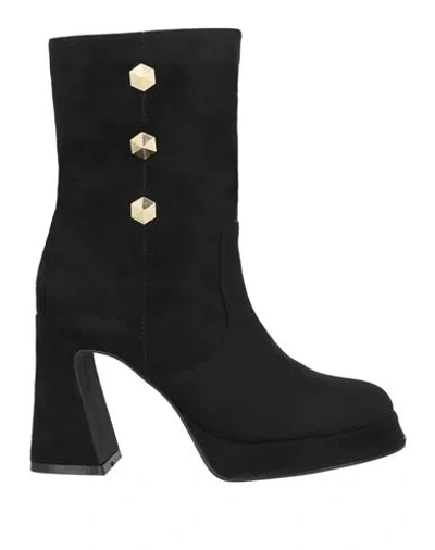 Cafènoir Woman Ankle Boots Black Size 6 Textile Fibers