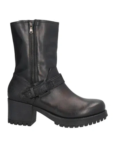 Cafènoir Woman Ankle Boots Black Size 8 Leather