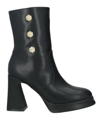 Cafènoir Woman Ankle Boots Black Size 8 Textile Fibers