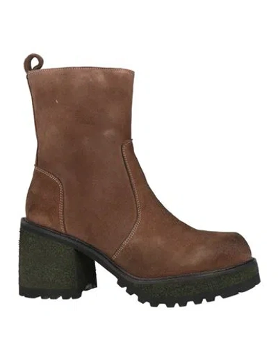 Cafènoir Woman Ankle Boots Brown Size 8 Leather