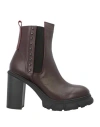 Cafènoir Woman Ankle Boots Burgundy Size 9 Leather In Brown