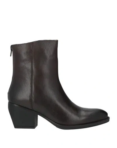 Cafènoir Woman Ankle Boots Dark Brown Size 10 Leather