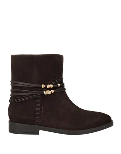 Cafènoir Woman Ankle Boots Dark Brown Size 8 Leather