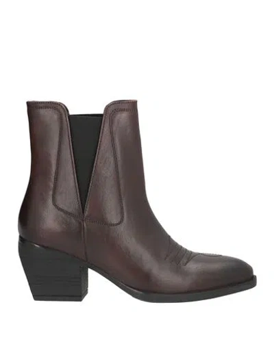 Cafènoir Woman Ankle Boots Dark Brown Size 9 Leather