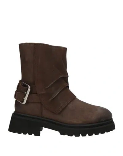 Cafènoir Woman Ankle Boots Dark Brown Size 9 Leather