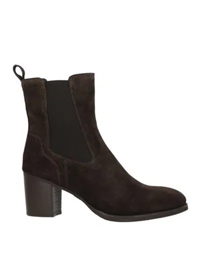 Cafènoir Woman Ankle Boots Dark Brown Size 9 Leather