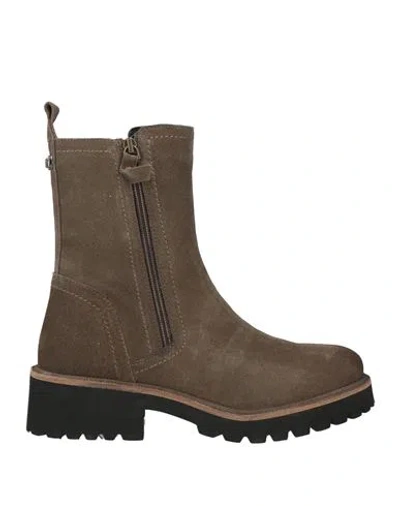 Cafènoir Woman Ankle Boots Khaki Size 8 Leather In Sand