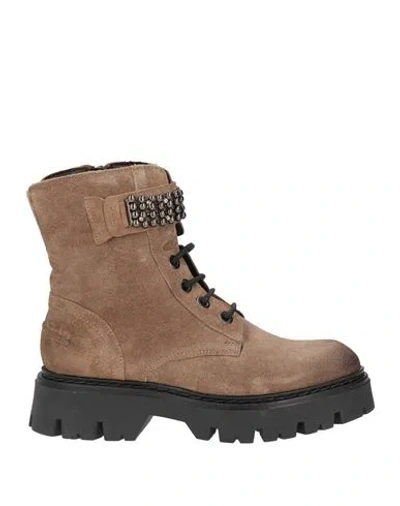 Cafènoir Woman Ankle Boots Light Brown Size 8 Leather In Sand