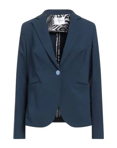 Cafènoir Woman Blazer Navy Size 10 Viscose, Nylon, Elastane In Navy Blue