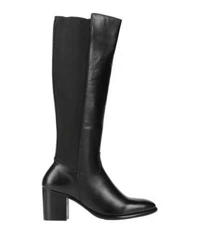 Cafènoir Woman Boot Black Size 7 Leather, Textile Fibers