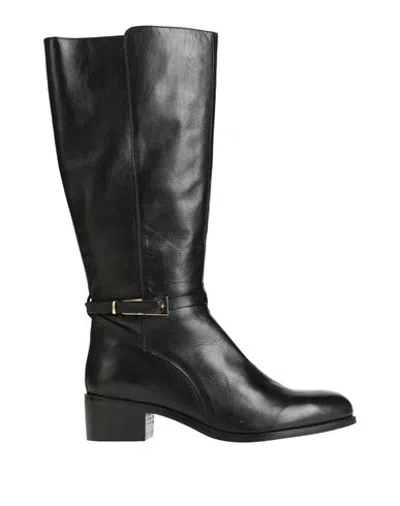 Cafènoir Woman Boot Black Size 9 Leather In Animal Print