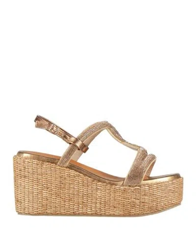 Cafènoir Woman Espadrilles Bronze Size 8 Textile Fibers In Gold
