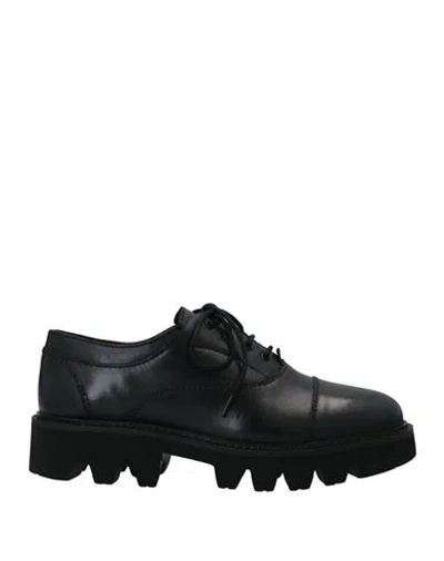 Cafènoir Woman Lace-up Shoes Black Size 9 Soft Leather