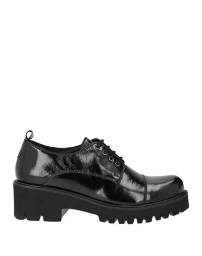 Cafènoir Woman Lace-up Shoes Black Size 8 Leather In Multi