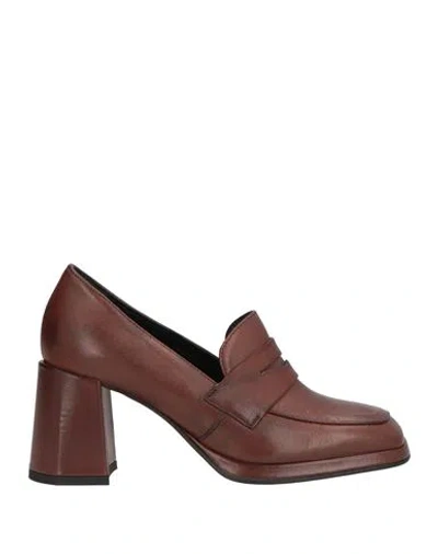 Cafènoir Woman Loafers Brown Size 6 Leather In Multi