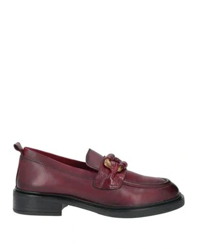 Cafènoir Woman Loafers Burgundy Size 9 Leather In Red