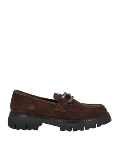 Cafènoir Woman Loafers Dark Brown Size 11 Leather