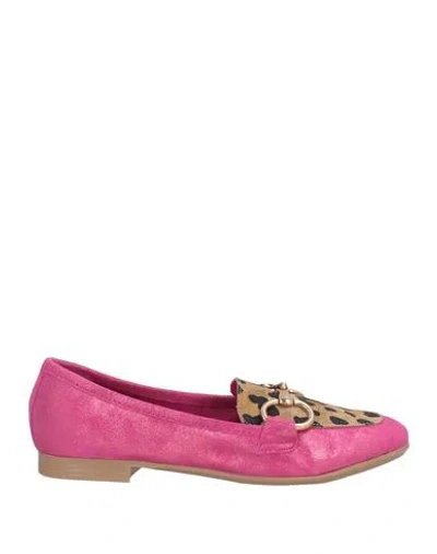 Cafènoir Woman Loafers Fuchsia Size 8 Leather In Pink