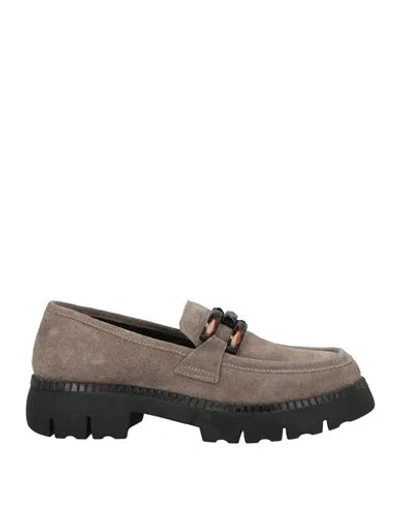 Cafènoir Woman Loafers Khaki Size 5 Leather In Sand