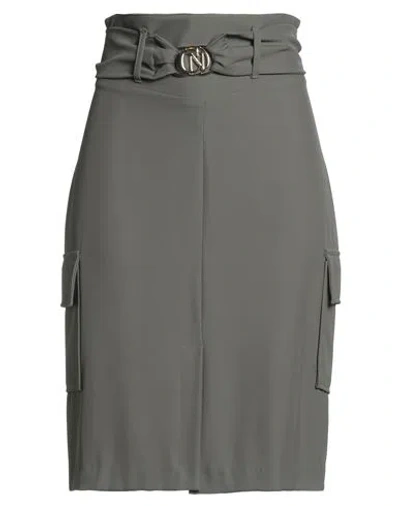 Cafènoir Woman Midi Skirt Military Green Size 4 Polyester, Elastane