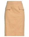 Cafènoir Woman Midi Skirt Sand Size 8 Cotton, Elastane In Brown