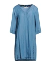 Cafènoir Woman Mini Dress Pastel Blue Size Xxl Tencel, Viscose In Blue