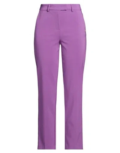 Cafènoir Woman Pants Purple Size 8 Polyester, Elastane In White