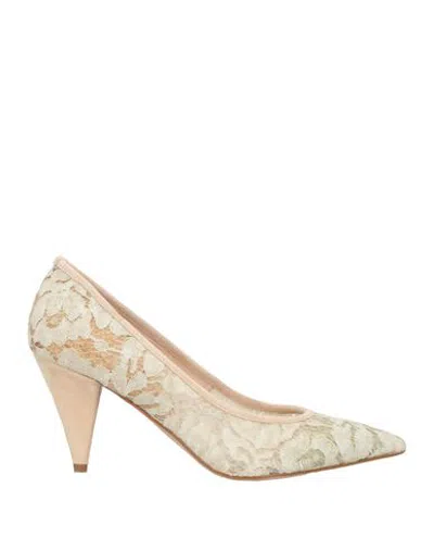 Cafènoir Woman Pumps Beige Size 9 Soft Leather, Textile Fibers In Neutral