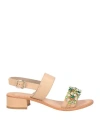 Cafènoir Woman Sandals Beige Size 7 Soft Leather