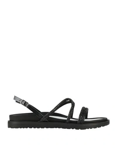 Cafènoir Woman Sandals Black Size 5 Leather In Blue