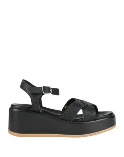 Cafènoir Woman Sandals Black Size 7 Leather