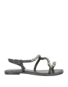 Cafènoir Woman Sandals Black Size 7 Soft Leather