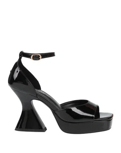 Cafènoir Woman Sandals Black Size 7 Textile Fibers