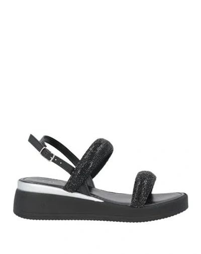 Cafènoir Woman Sandals Black Size 7 Textile Fibers