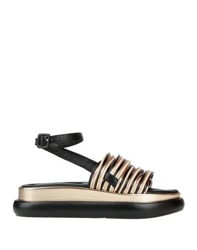 Cafènoir Woman Sandals Black Size 8 Textile Fibers
