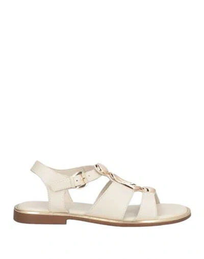 Cafènoir Woman Sandals Cream Size 6 Leather In Gold